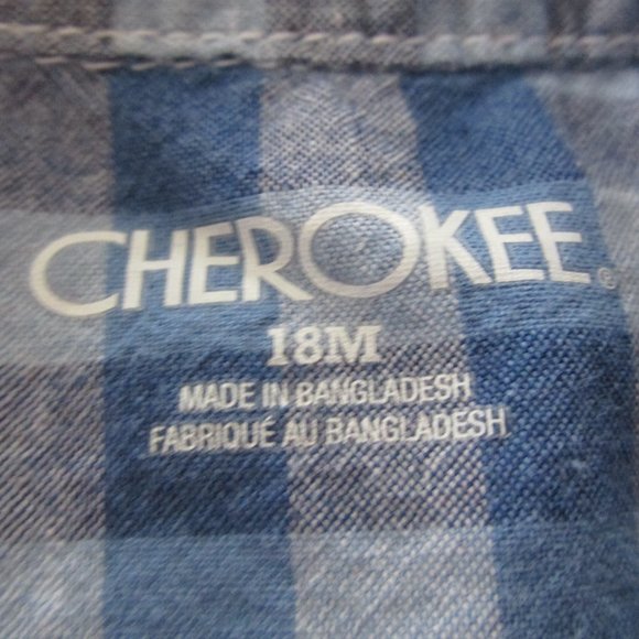 Cherokee Button Front Shirt Toddler Boys Size 18M Blue Plaid Long Sleeve Collar‎ - Picture 3 of 3